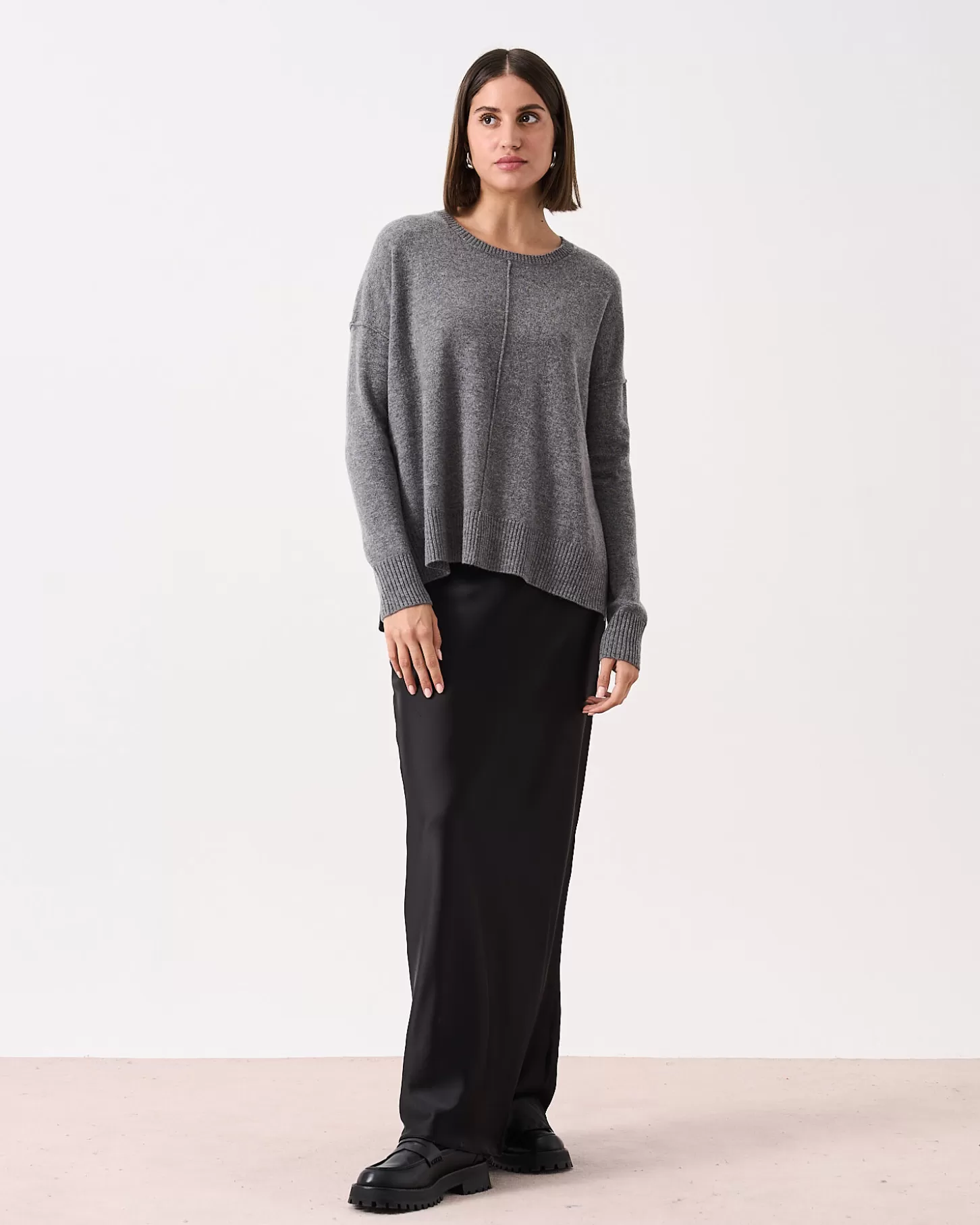 Col Rond | 100% Cachemire>Absolut Cashmere Kenza. Gris chiné foncé