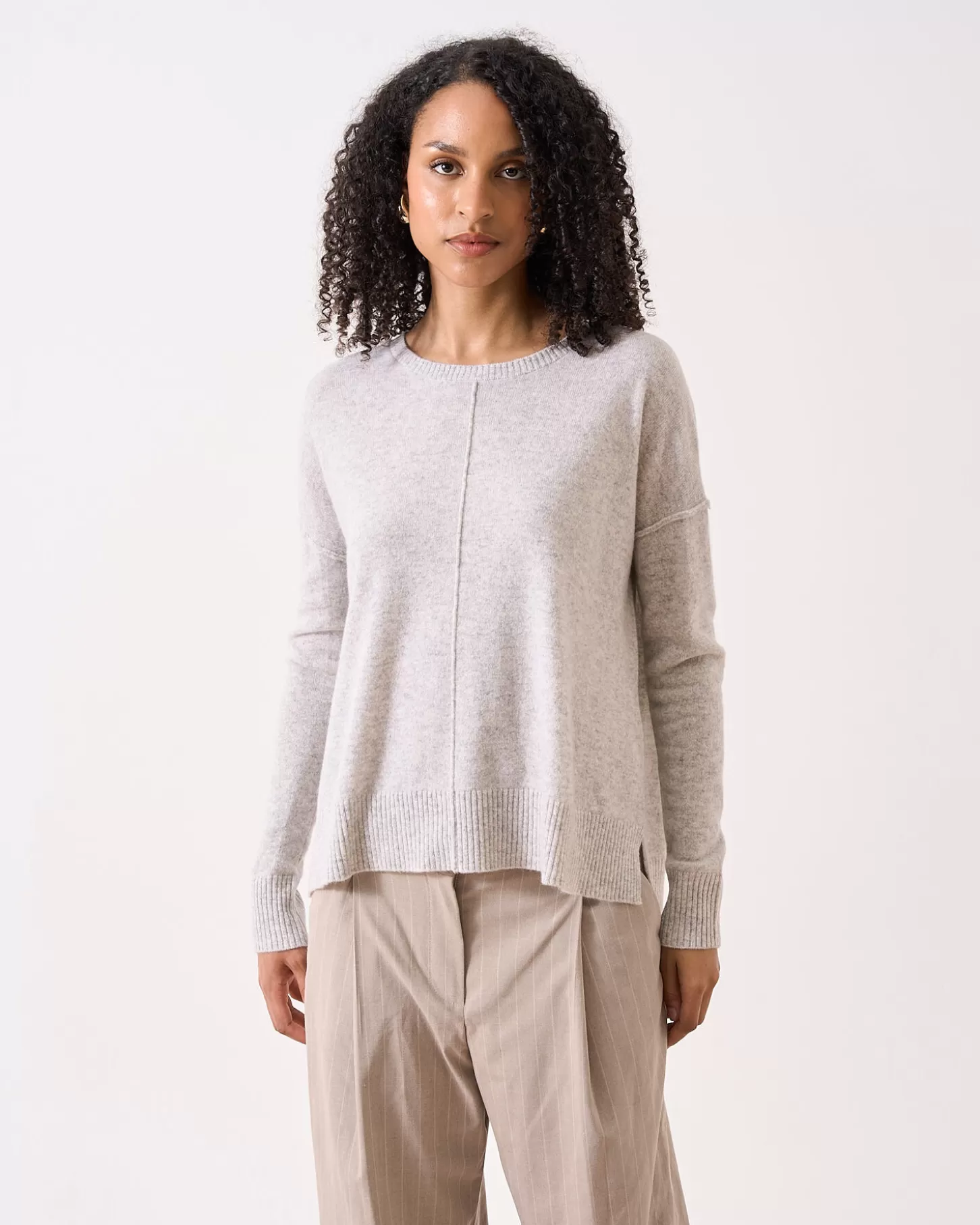 Col Rond | 100% Cachemire>Absolut Cashmere Kenza. Gris chiné clair